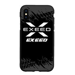 Чехол iPhone XS Max матовый Exeed speed на темном фоне со следами шин, цвет: 3D-черный