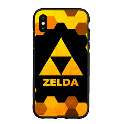 Чехол iPhone XS Max матовый Zelda - gold gradient, цвет: 3D-черный