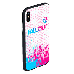 Чехол iPhone XS Max матовый Fallout neon gradient style: символ сверху, цвет: 3D-черный — фото 2