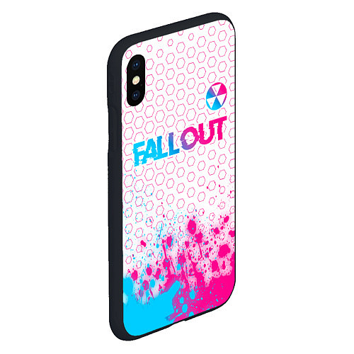 Чехол iPhone XS Max матовый Fallout neon gradient style: символ сверху / 3D-Черный – фото 2