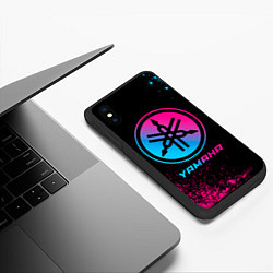 Чехол iPhone XS Max матовый Yamaha - neon gradient, цвет: 3D-черный — фото 2