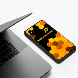 Чехол iPhone XS Max матовый Need for Speed - gold gradient: символ сверху, цвет: 3D-черный — фото 2