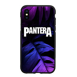 Чехол iPhone XS Max матовый Pantera neon monstera, цвет: 3D-черный