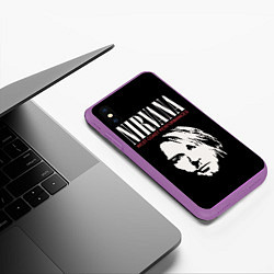 Чехол iPhone XS Max матовый Nirvana - Kurt Cobain, цвет: 3D-фиолетовый — фото 2