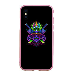 Чехол iPhone XS Max матовый Vaporwave CyberSamurai, цвет: 3D-розовый