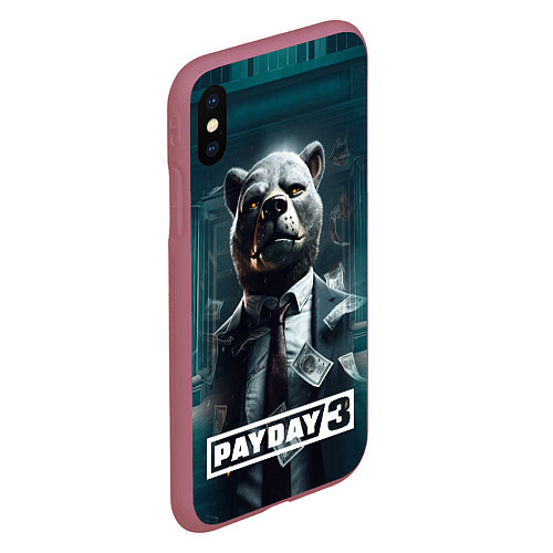 Чехол iPhone XS Max матовый Payday 3 bear / 3D-Малиновый – фото 2