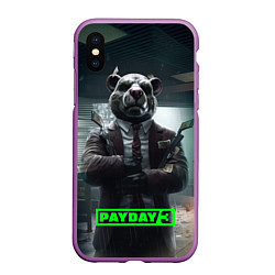 Чехол iPhone XS Max матовый Payday 3 dog, цвет: 3D-фиолетовый