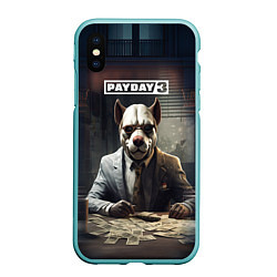 Чехол iPhone XS Max матовый Bulldog payday 3, цвет: 3D-мятный