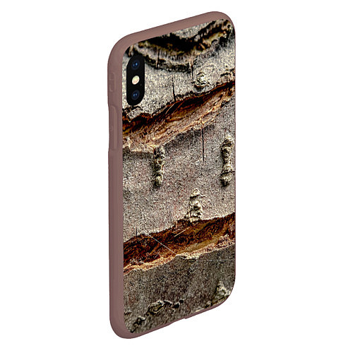 Чехол iPhone XS Max матовый Деревянный разлом / 3D-Коричневый – фото 2