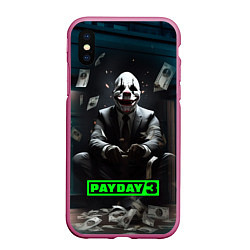 Чехол iPhone XS Max матовый Payday 3 game, цвет: 3D-малиновый