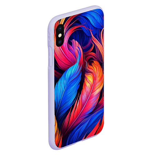 Чехол iPhone XS Max матовый Экзотические перья / 3D-Светло-сиреневый – фото 2