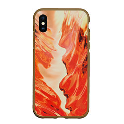 Чехол iPhone XS Max матовый Бежевые и красные краски, цвет: 3D-коричневый