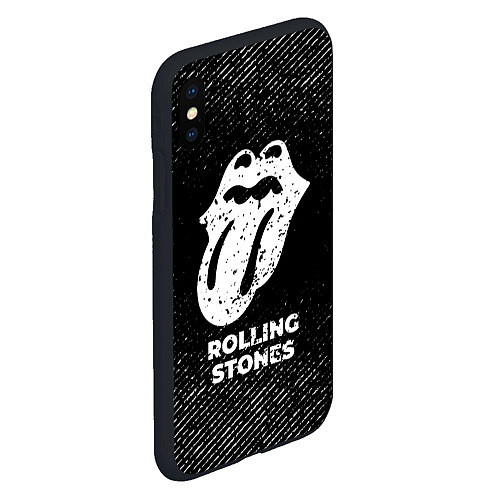 Чехол iPhone XS Max матовый Rolling Stones с потертостями на темном фоне / 3D-Черный – фото 2