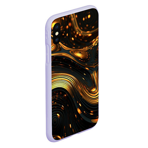 Чехол iPhone XS Max матовый Жидкое золото / 3D-Светло-сиреневый – фото 2