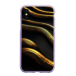 Чехол iPhone XS Max матовый Золотистые волны абстракция