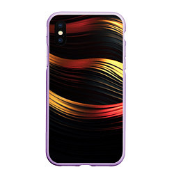 Чехол iPhone XS Max матовый Золотистые линии абстракт