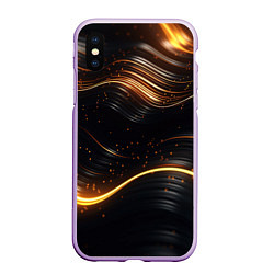 Чехол iPhone XS Max матовый Золотистые волны, цвет: 3D-сиреневый