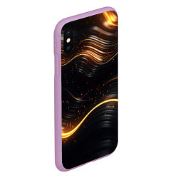 Чехол iPhone XS Max матовый Золотистые волны, цвет: 3D-сиреневый — фото 2