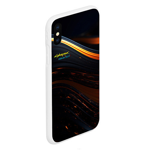 Чехол iPhone XS Max матовый Cyberpunk 2077 phantom liberty black gold logo / 3D-Белый – фото 2