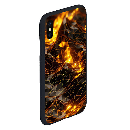 Чехол iPhone XS Max матовый Золотистая текстура / 3D-Черный – фото 2