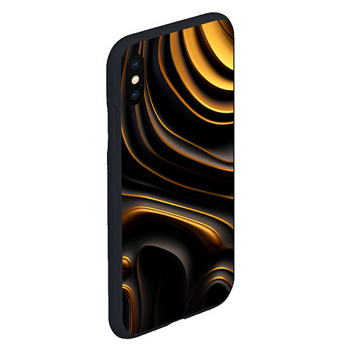 Чехол iPhone XS Max матовый Золотые барельефы / 3D-Черный – фото 2