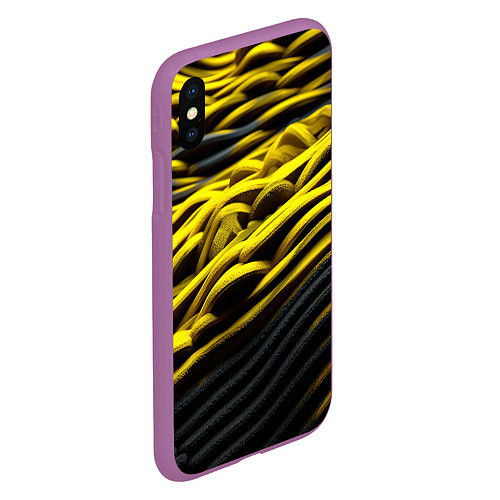 Чехол iPhone XS Max матовый Золотые волны / 3D-Фиолетовый – фото 2