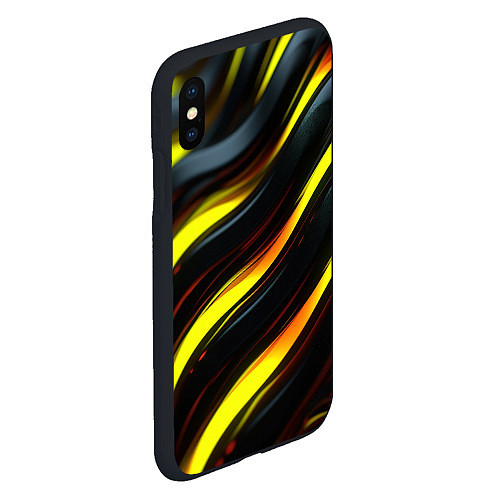 Чехол iPhone XS Max матовый Черные волнистые линии / 3D-Черный – фото 2