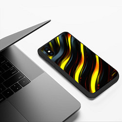 Чехол iPhone XS Max матовый Черные волнистые линии, цвет: 3D-черный — фото 2