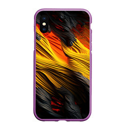 Чехол iPhone XS Max матовый Черно-желтая текстура