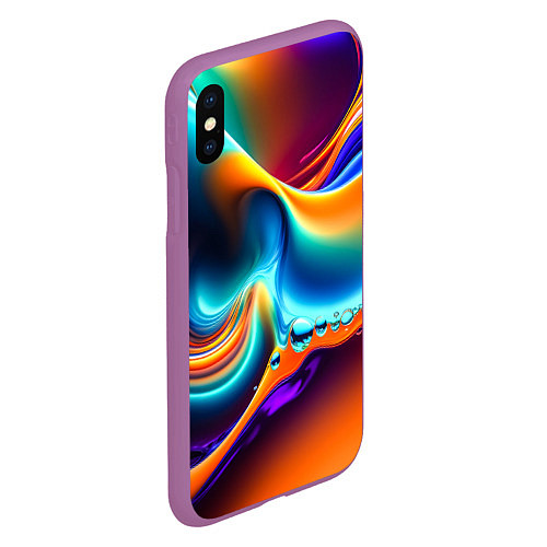 Чехол iPhone XS Max матовый Радужные линии абстракция / 3D-Фиолетовый – фото 2