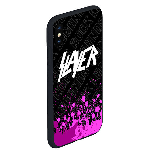 Чехол iPhone XS Max матовый Slayer rock legends: символ сверху / 3D-Черный – фото 2