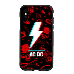 Чехол iPhone XS Max матовый AC DC rock glitch, цвет: 3D-черный
