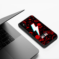 Чехол iPhone XS Max матовый AC DC rock glitch, цвет: 3D-черный — фото 2