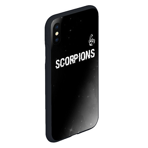 Чехол iPhone XS Max матовый Scorpions glitch на темном фоне: символ сверху / 3D-Черный – фото 2