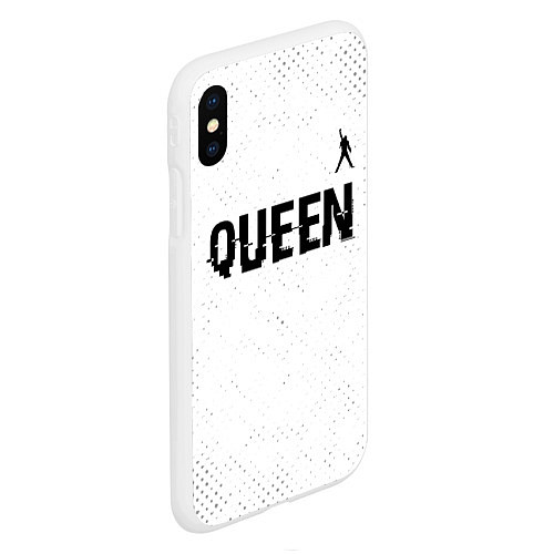 Чехол iPhone XS Max матовый Queen glitch на светлом фоне: символ сверху / 3D-Белый – фото 2