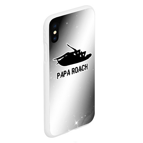 Чехол iPhone XS Max матовый Papa Roach glitch на светлом фоне / 3D-Белый – фото 2
