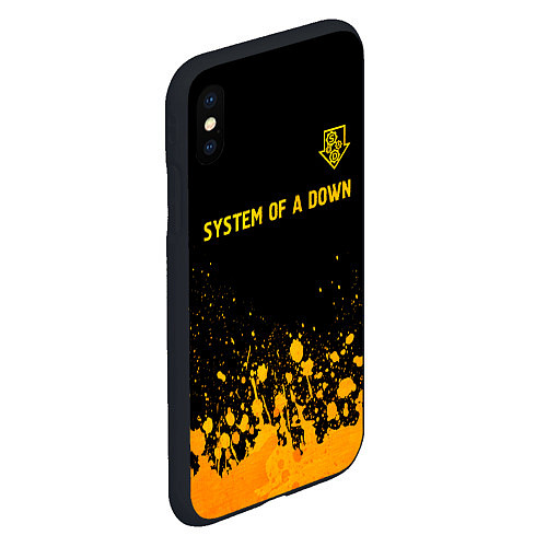 Чехол iPhone XS Max матовый System of a Down - gold gradient: символ сверху / 3D-Черный – фото 2