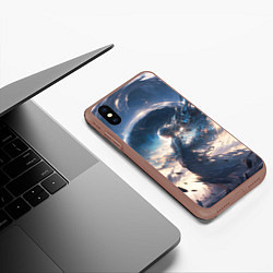 Чехол iPhone XS Max матовый Небесная девушка от нейросети, цвет: 3D-коричневый — фото 2