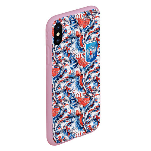 Чехол iPhone XS Max матовый Русские узоры и герб / 3D-Розовый – фото 2