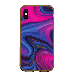 Чехол iPhone XS Max матовый Pink blue style, цвет: 3D-коричневый