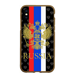 Чехол iPhone XS Max матовый Russia, цвет: 3D-коричневый