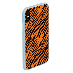 Чехол iPhone XS Max матовый Полоски тигра - tiger, цвет: 3D-голубой — фото 2