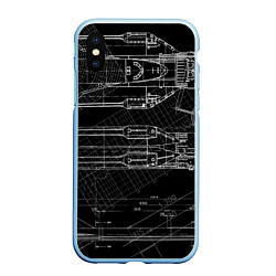 Чехол iPhone XS Max матовый Чертеж ракеты на чёрном фоне