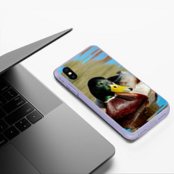 Чехол iPhone XS Max матовый Утка Кряква - селезень, цвет: 3D-светло-сиреневый — фото 2