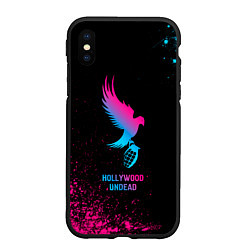 Чехол iPhone XS Max матовый Hollywood Undead - neon gradient, цвет: 3D-черный