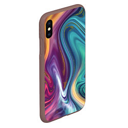 Чехол iPhone XS Max матовый Красочные волны, цвет: 3D-коричневый — фото 2