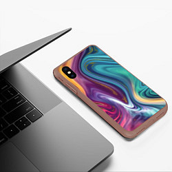 Чехол iPhone XS Max матовый Красочные волны, цвет: 3D-коричневый — фото 2