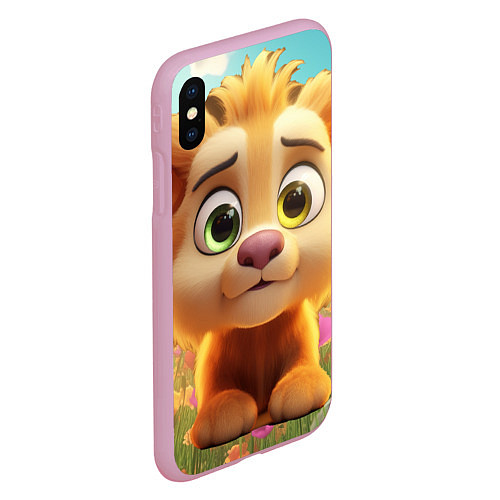 Чехол iPhone XS Max матовый Милый маленький львенок / 3D-Розовый – фото 2