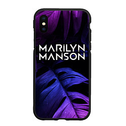 Чехол iPhone XS Max матовый Marilyn Manson neon monstera, цвет: 3D-черный