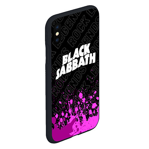 Чехол iPhone XS Max матовый Black Sabbath rock legends: символ сверху / 3D-Черный – фото 2